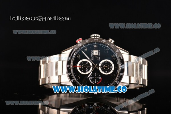 Tag Heuer Carrera Calibre 1887 Automatic Chrono Swiss Valjoux 7750 Automatic Full Steel with Black Dial and Arabic Numeral Markers - Click Image to Close